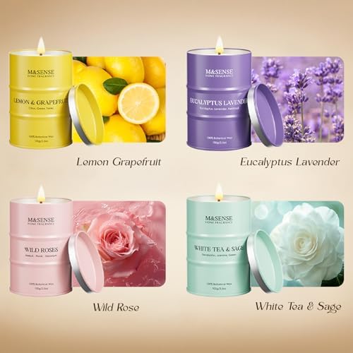 MSENSE 4 Pack Soy Wax Candles with Fragrance