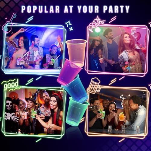 KesaPlan 120 Piece Neon Glow Cups 12 OZ