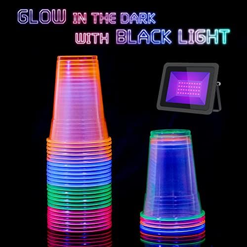 Lilymicky 100 Pack 16 oz Neon Plastic Cups for Parties