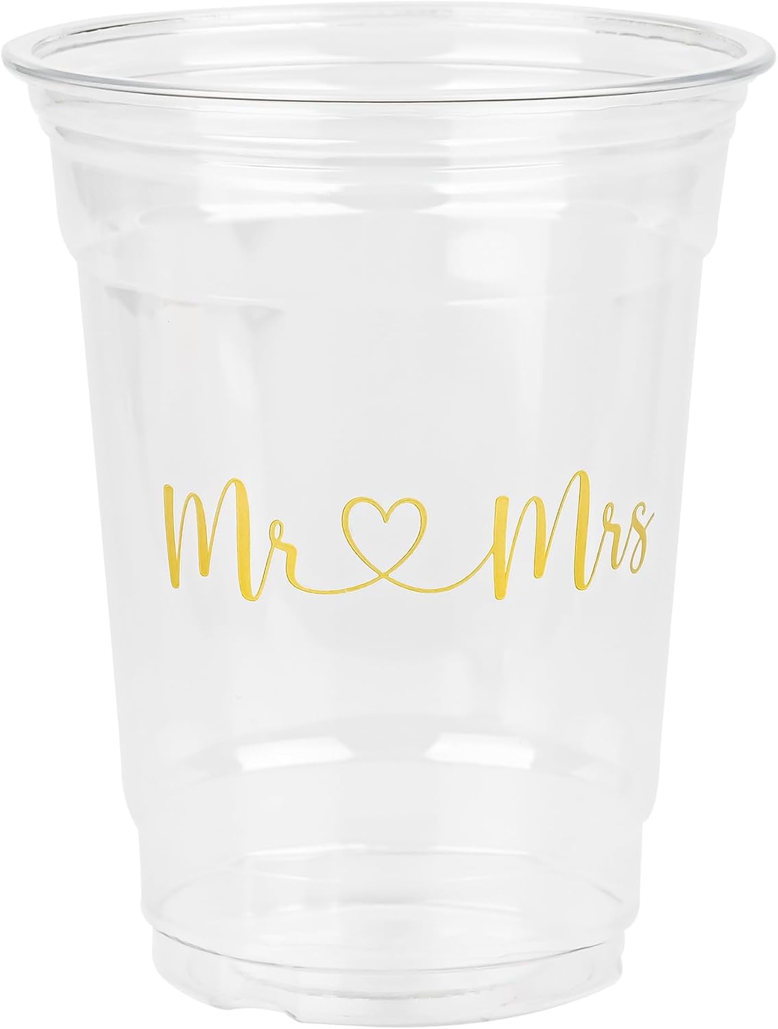 100Pcs Mr and Mrs Disposable Plastic Cups Wedding Reception 12oz Clear Drinkware