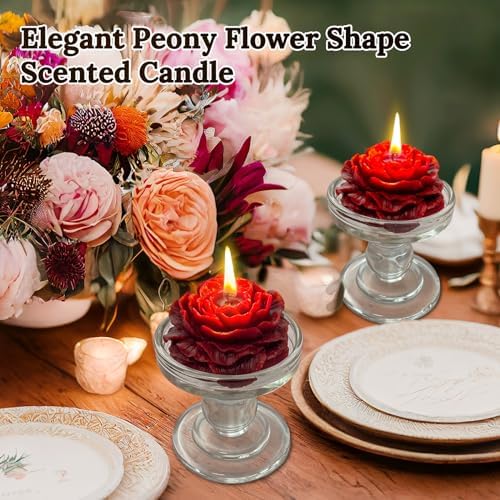 Burgundy Peony Scented Candles for Women Friends Colleagues