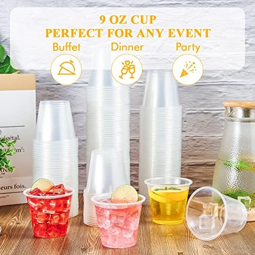 Lilymicky 300 Pack 9 Oz Clear Plastic Cups for Parties