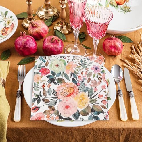 200Pcs Floral Paper Napkins for Home and Events