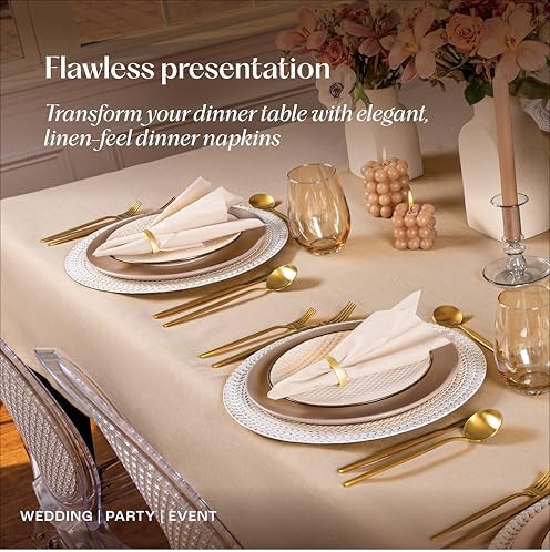 50 Pack Disposable Linen-Feel Napkins 12x17 Inches
