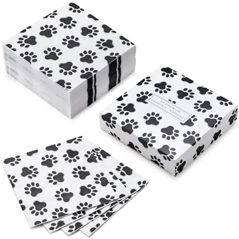 WRAPAHOLIC 50Pcs Paw Print Napkins 3 Ply