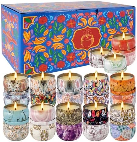 24 Piece Smokeless Candle Set with 8 Hour Burn Time for Aromatherapy