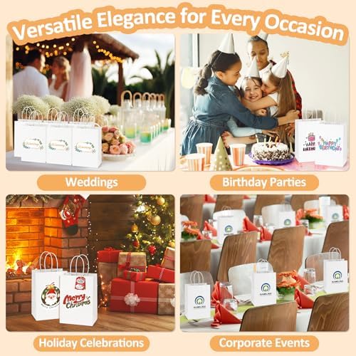 BagDream Small Gift Bags 25Pcs Kraft White with Handles