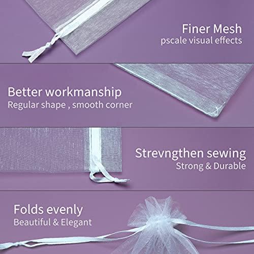 Akstore 50PCS Premium Sheer Organza Gift Bags White 3x4 Inch