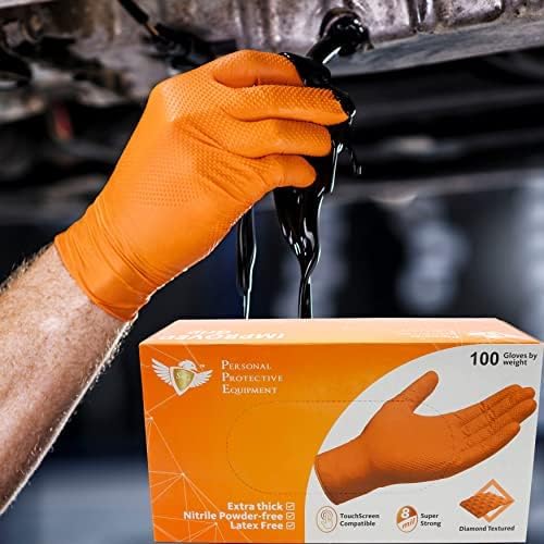 SG Orange Nitrile Gloves 100 Pcs Heavy Duty Powder-Free