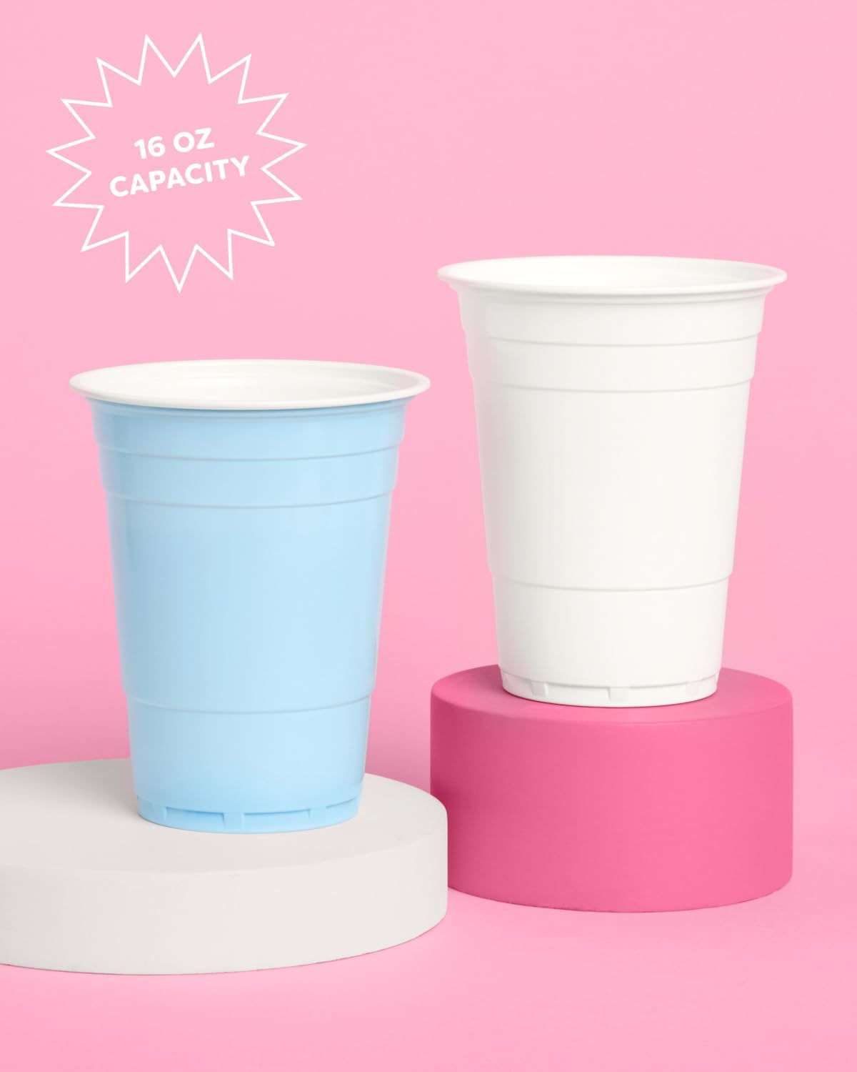 Xo Fetti Blue and White Plastic Cups 50 Pack 16 Oz