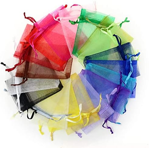 Akstore 50PCS Premium Sheer Organza Gift Bags White 3x4 Inch