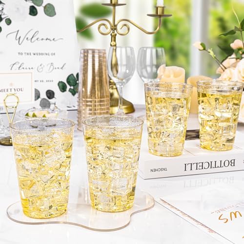 12oz Gold Glitter Disposable Cups 100 Pack