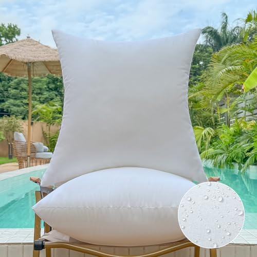 16x16 Outdoor Pillow Inserts Set of 2 Waterproof Comfortable Pillow Set