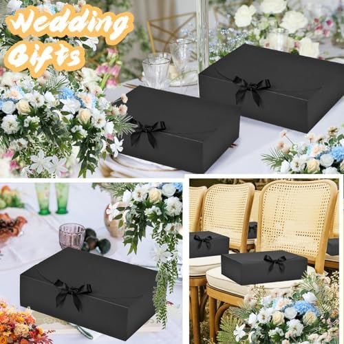 12 Pack Black Gift Boxes with Lids for Groomsmen Proposal