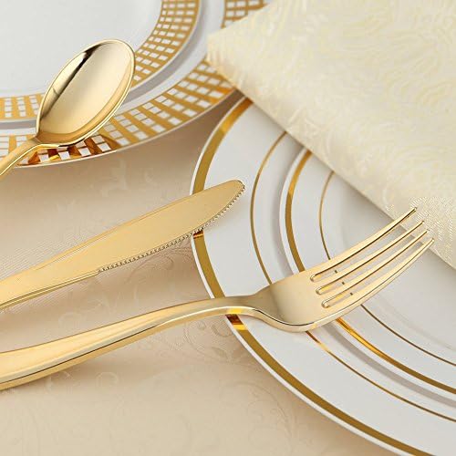 WDF 180 Piece Gold Plastic Cutlery Set