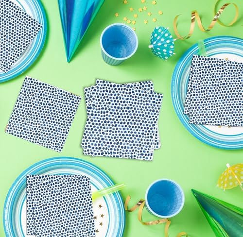 Gift Boutique 100 Pc Blue Dot Disposable Napkins for Parties