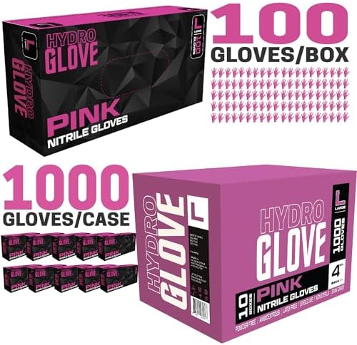 4 Mil Pink Nitrile Gloves Case of 1000 Heavy Duty