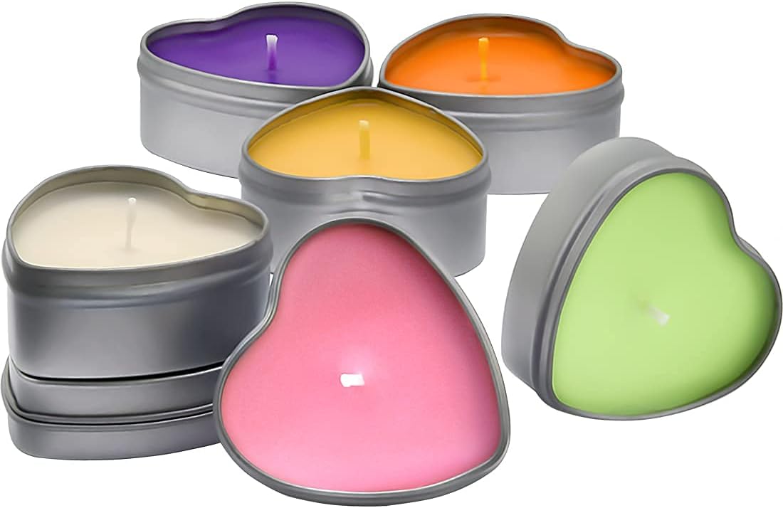 DEYBBY Scented Soywax Tea Light Candles Heart Shape 6 Hours Burn Time