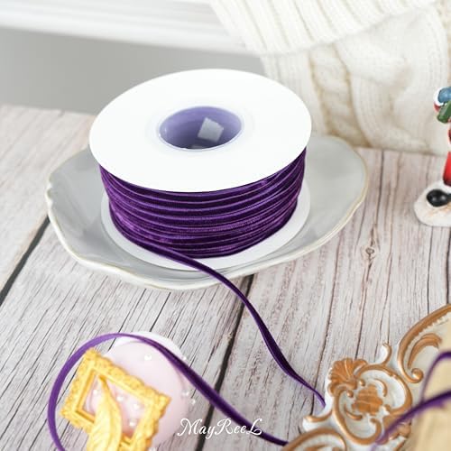MAYREEL Purple Velvet Ribbon 18 Inch 50 Yards