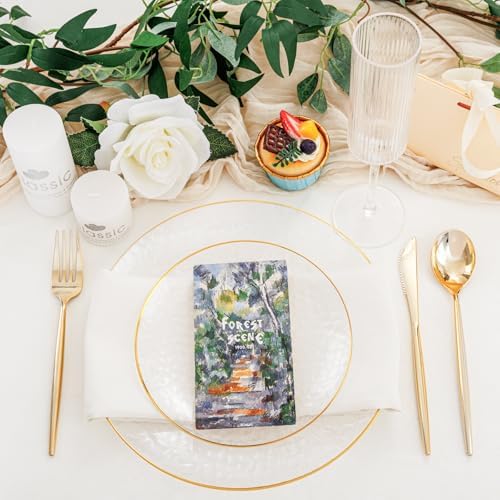 Rubtlamp 100 Pcs Clear Gold Plastic Plates 7 Inch