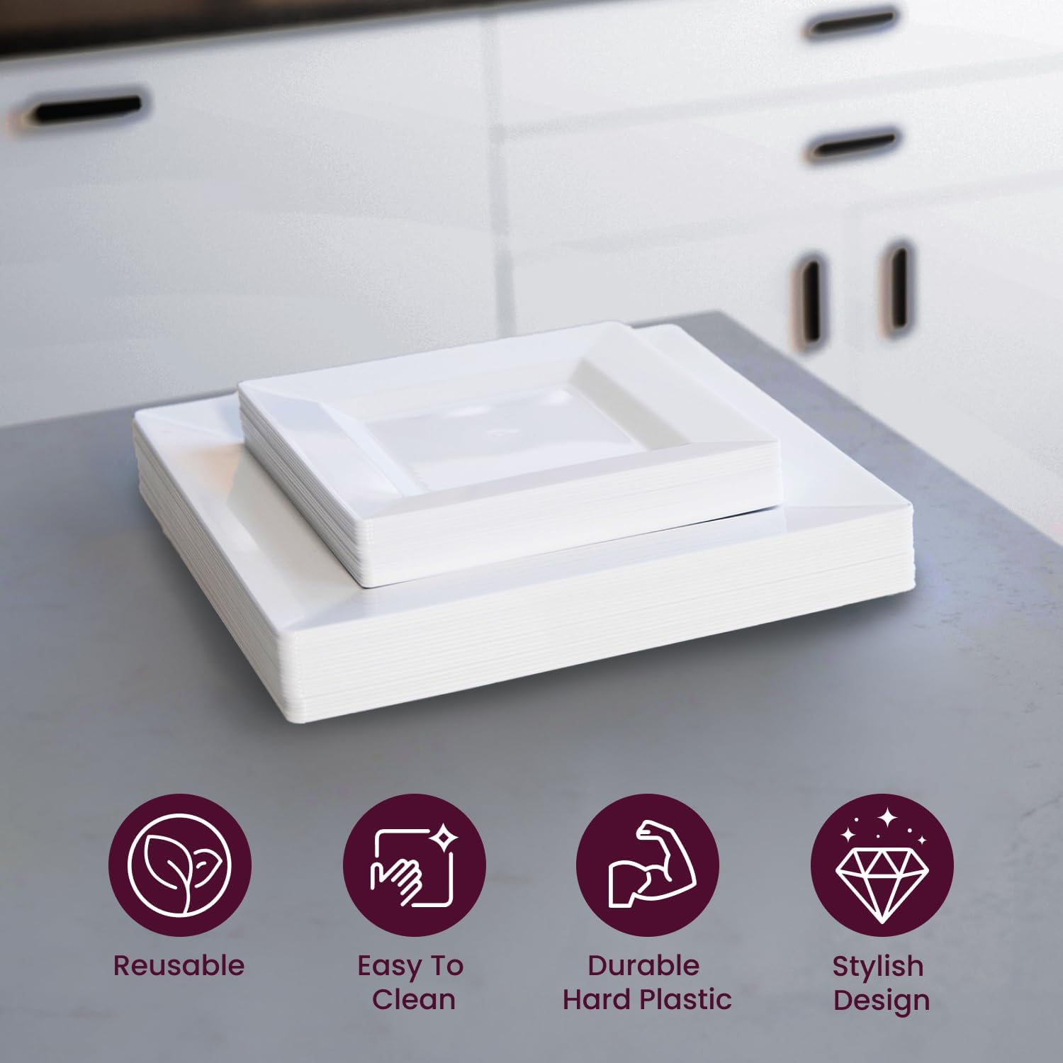 Ayas 60ct White Square Plastic Party Plates