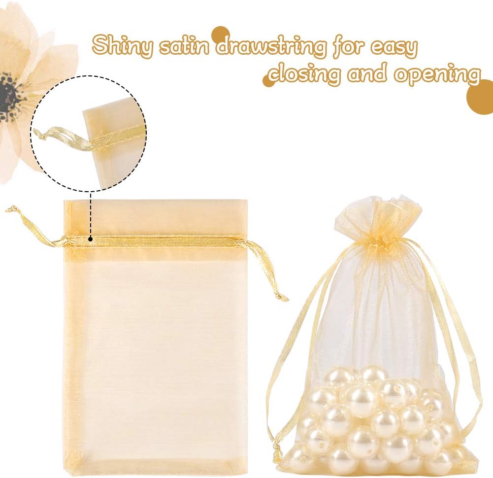 HRX Package 100pcs Gold Organza Gift Bags