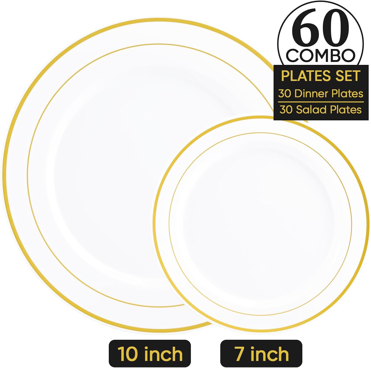 FOCUSLINE Gold Plastic Plates Set of 60