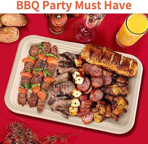 Bloomoon 50 Pack 14 Inch Food Trays Heavy Duty Disposable Plates