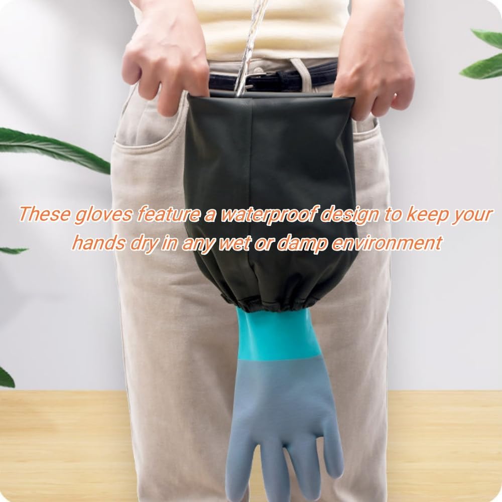 Qilerongrong Extra-Long Waterproof Rubber Gloves