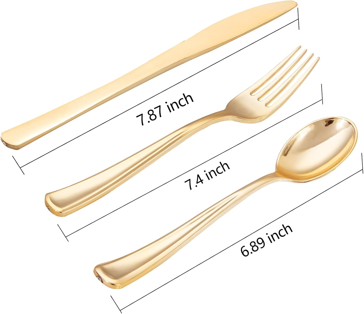 WDF 500PCS Gold Plastic Cutlery Set - Forks Spoons Knives for Events