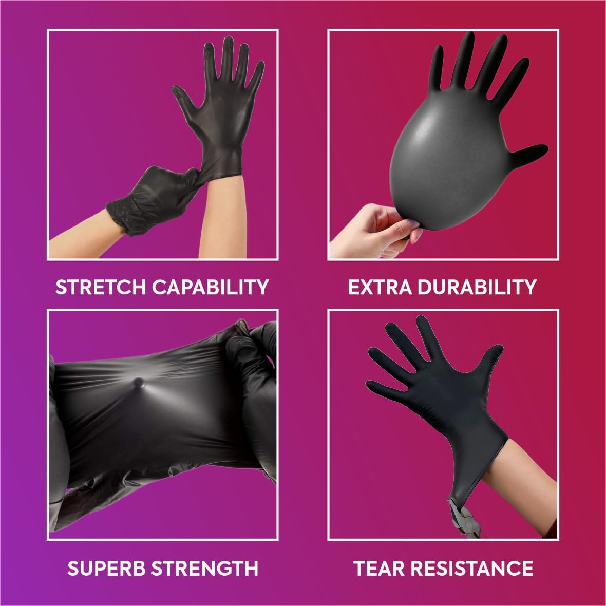 RADGER Premium Black Nitrile Gloves 4 Mil Thick