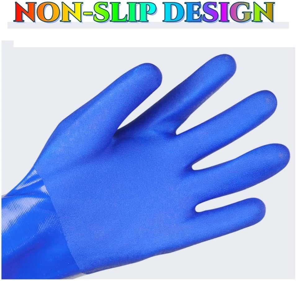 Qilerongrong Long Arm Waterproof Rubber Gloves for Household and Outdoor Use