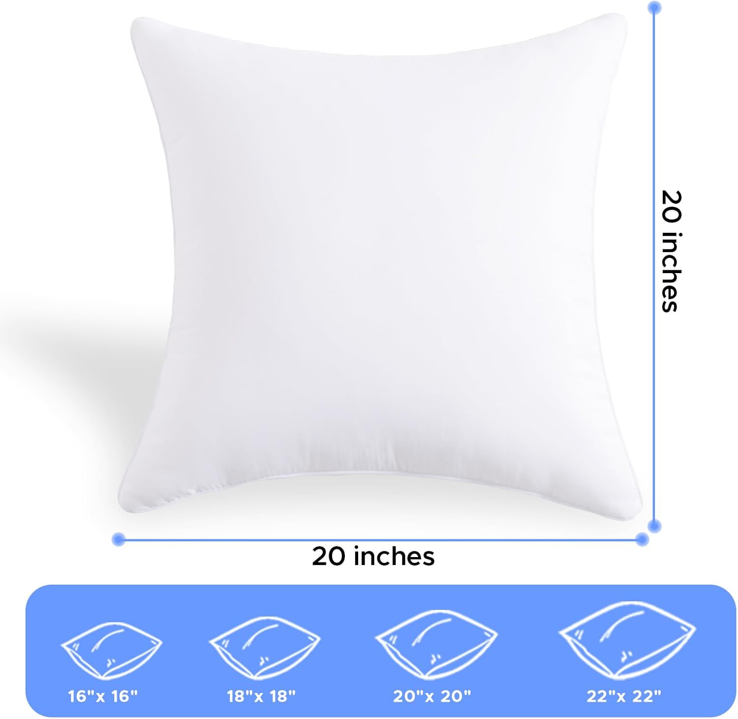 20 x 20 Waterproof Outdoor Pillow Inserts Set of 2