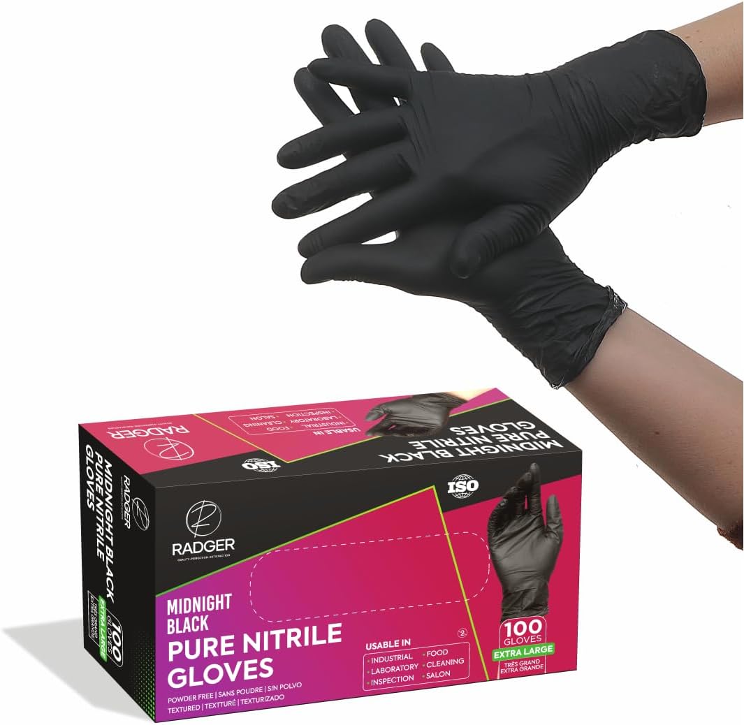 RADGER Premium Black Nitrile Gloves 4 Mil Thick