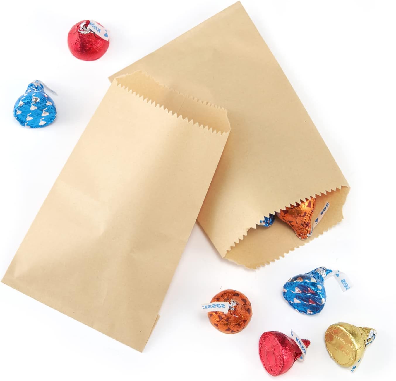 FOCCIUP 100 Pcs 4x6 Inch Brown Kraft Paper Bags for Party Treats