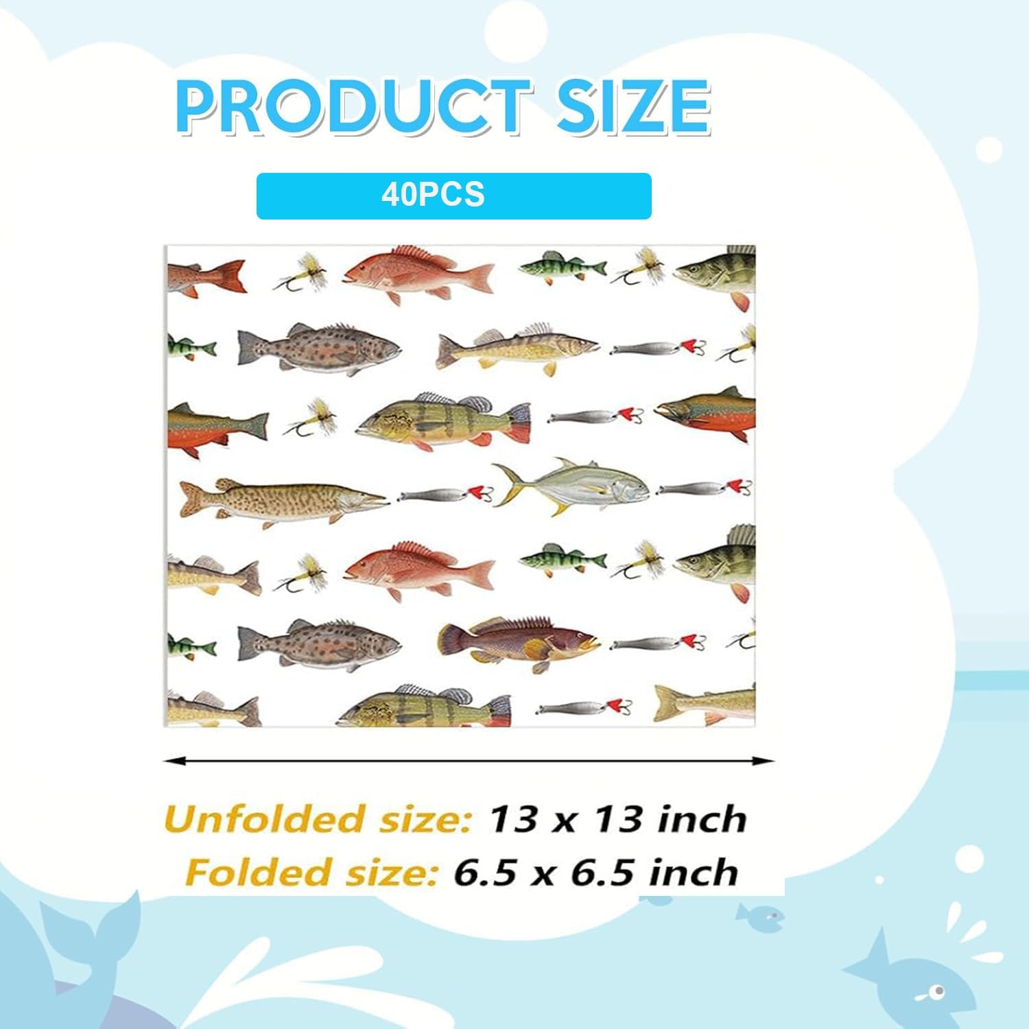 Gone Fishing Birthday Napkins 40Pcs Decor Set