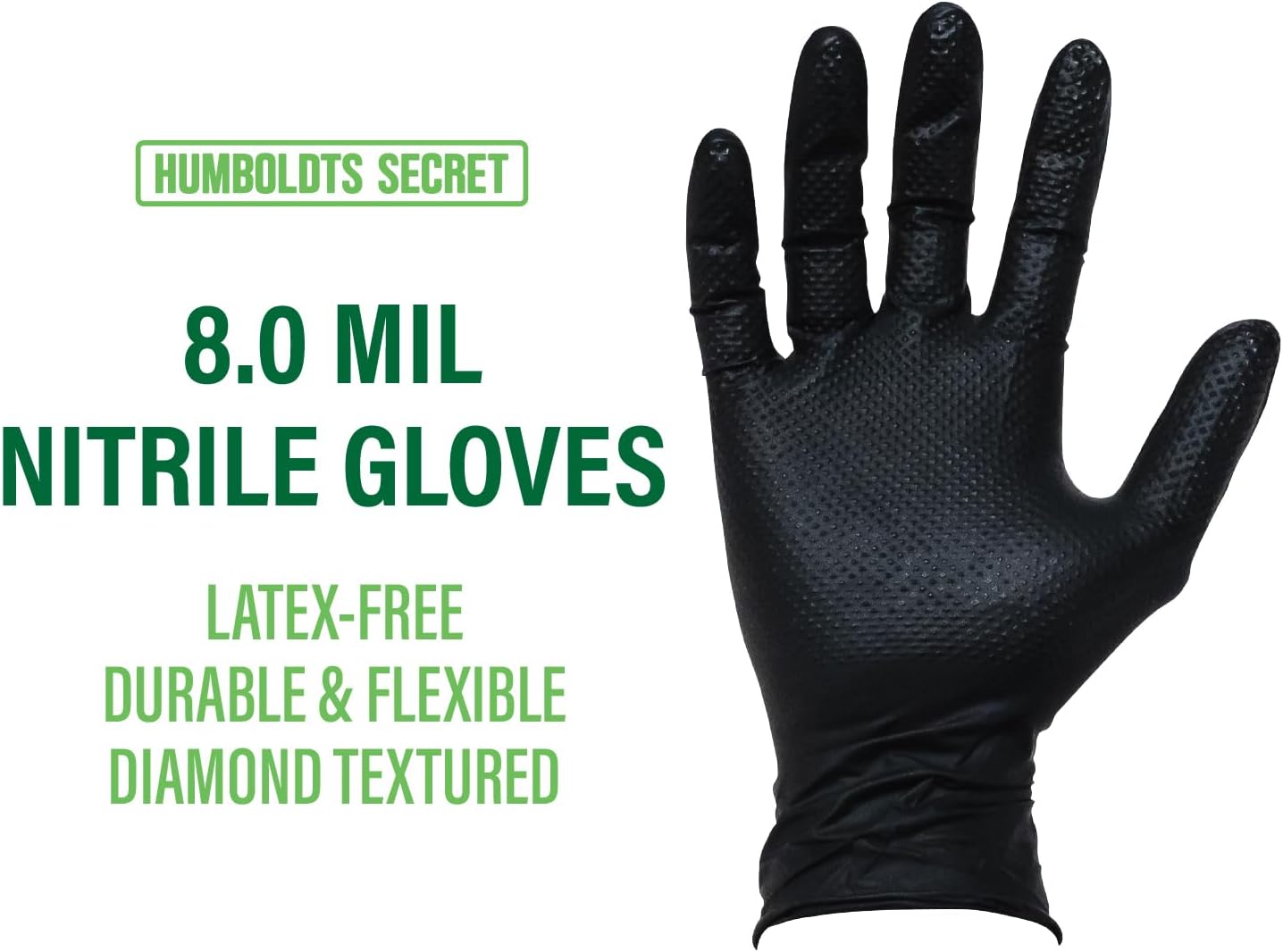 Humboldts Secret Black Nitrile Gloves Disposable Latex Free Powder Free