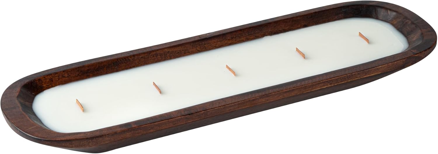 Coco Casa Wood Dough Bowl Candles with Wooden Wick