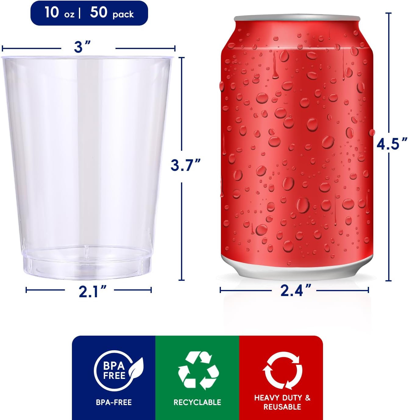 JOLLY CHEF 10 Oz Clear Disposable Cups 50 Pack