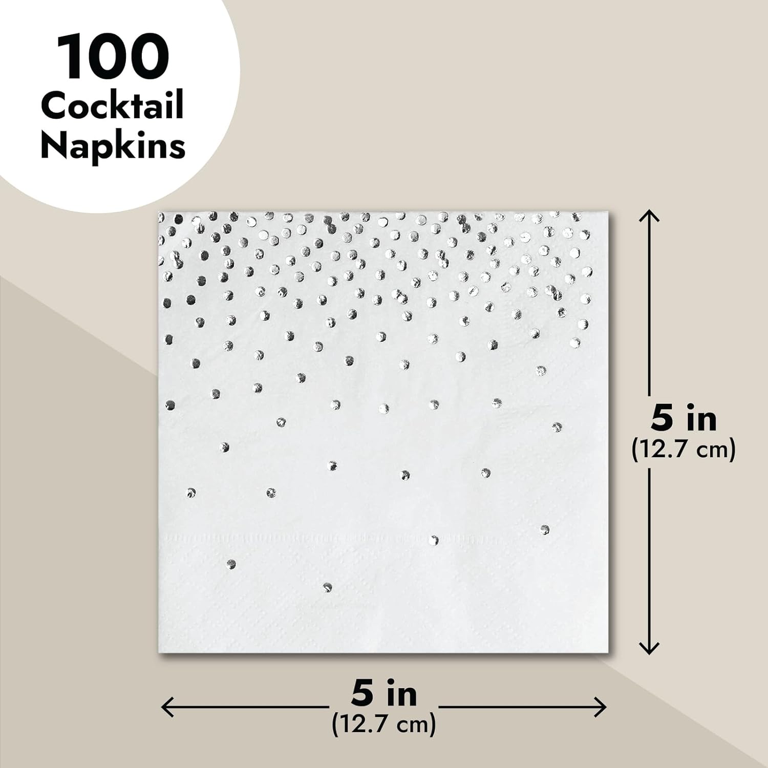 Juvale 100 Pack Silver Confetti Napkins 3-Ply