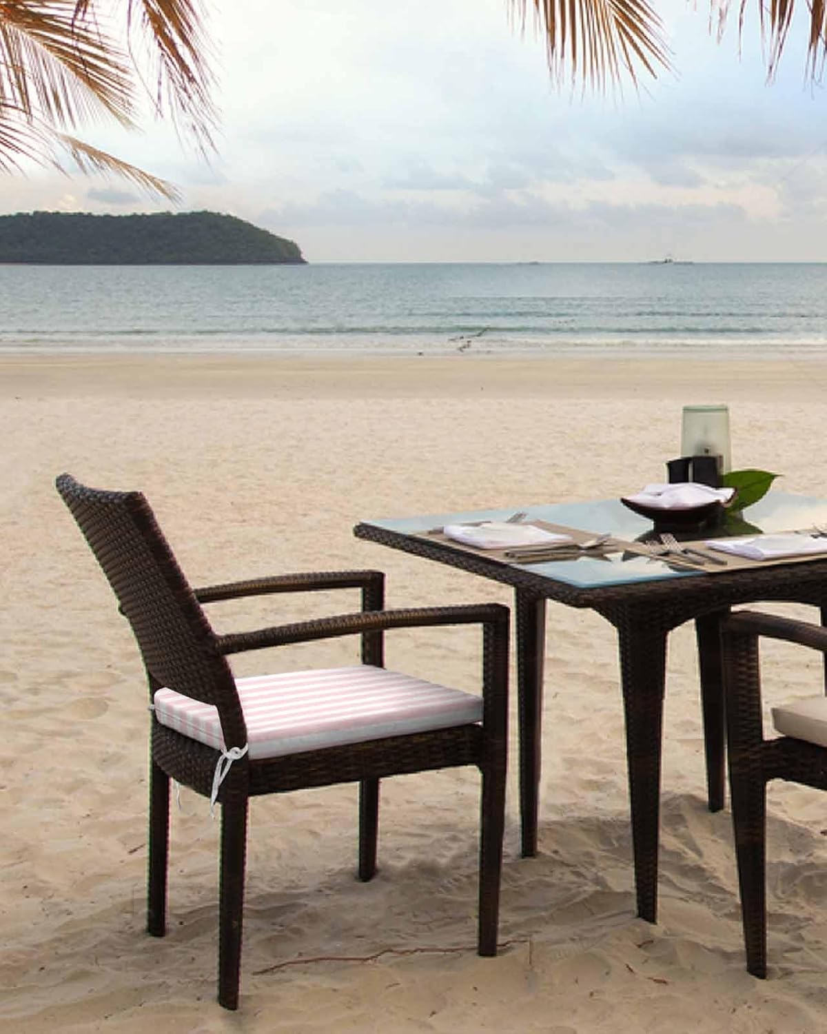 Pink Striped Outdoor Cushion Covers Set of 2 - Waterproof Slipcover