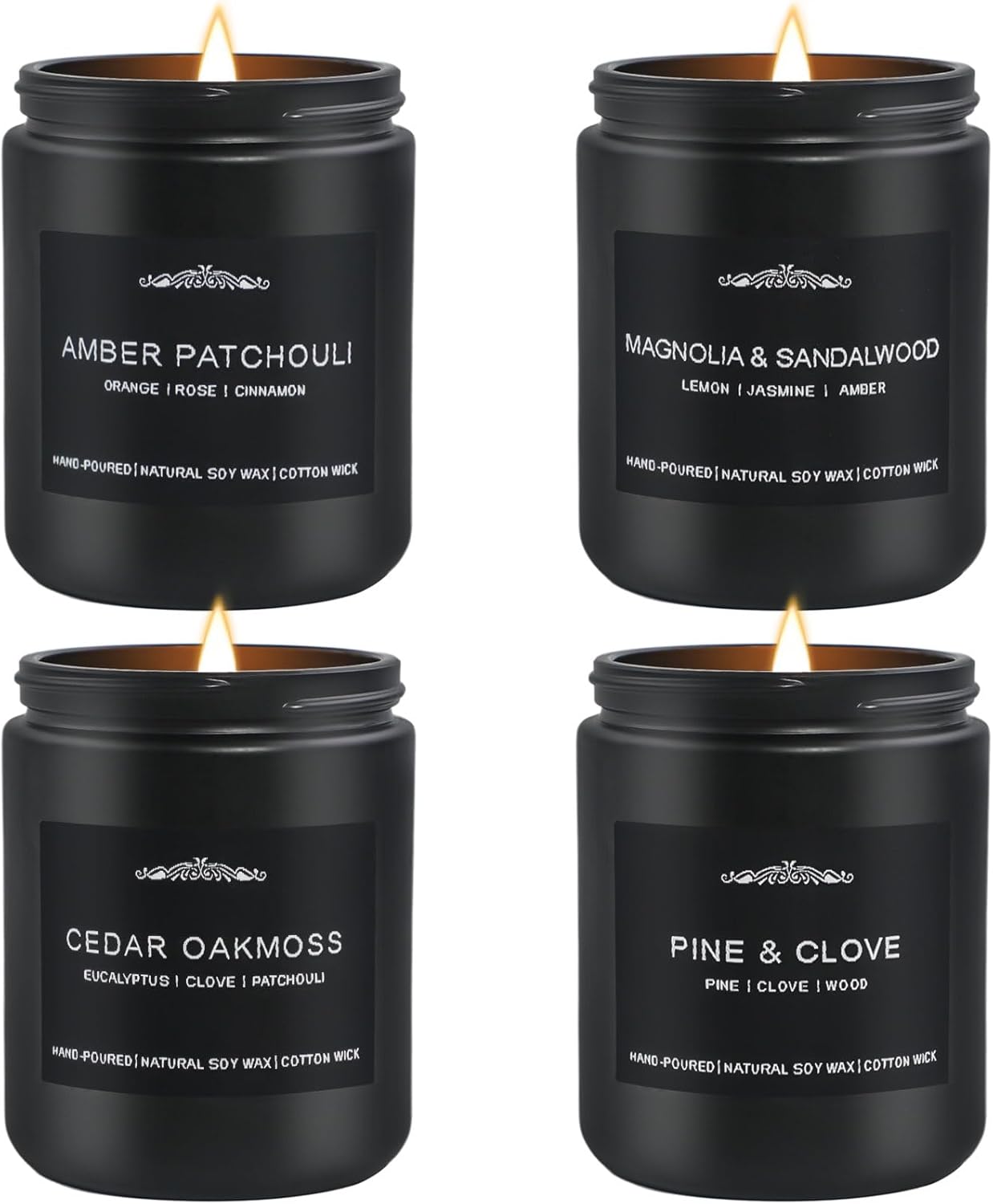 Feibao Men Scented Candle Set - 4 Pack Black Jar Candles