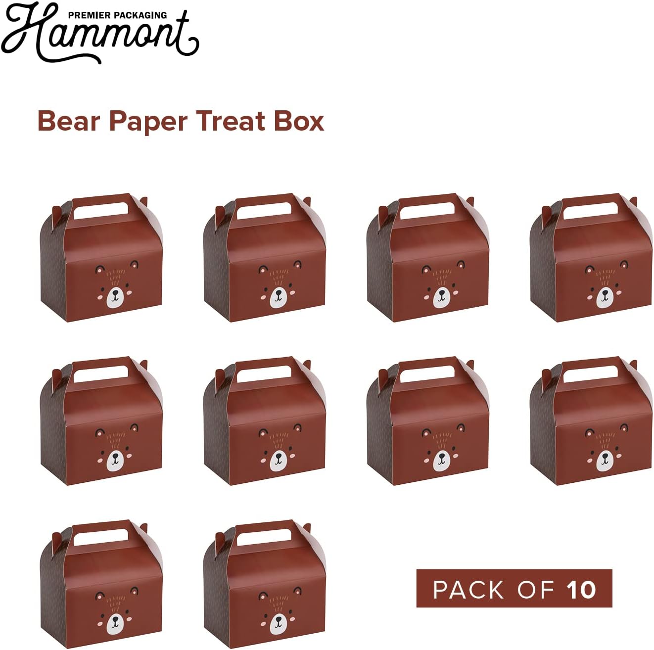Teddy Bear Party Favor Box 10 Pack Brown Bear Themed