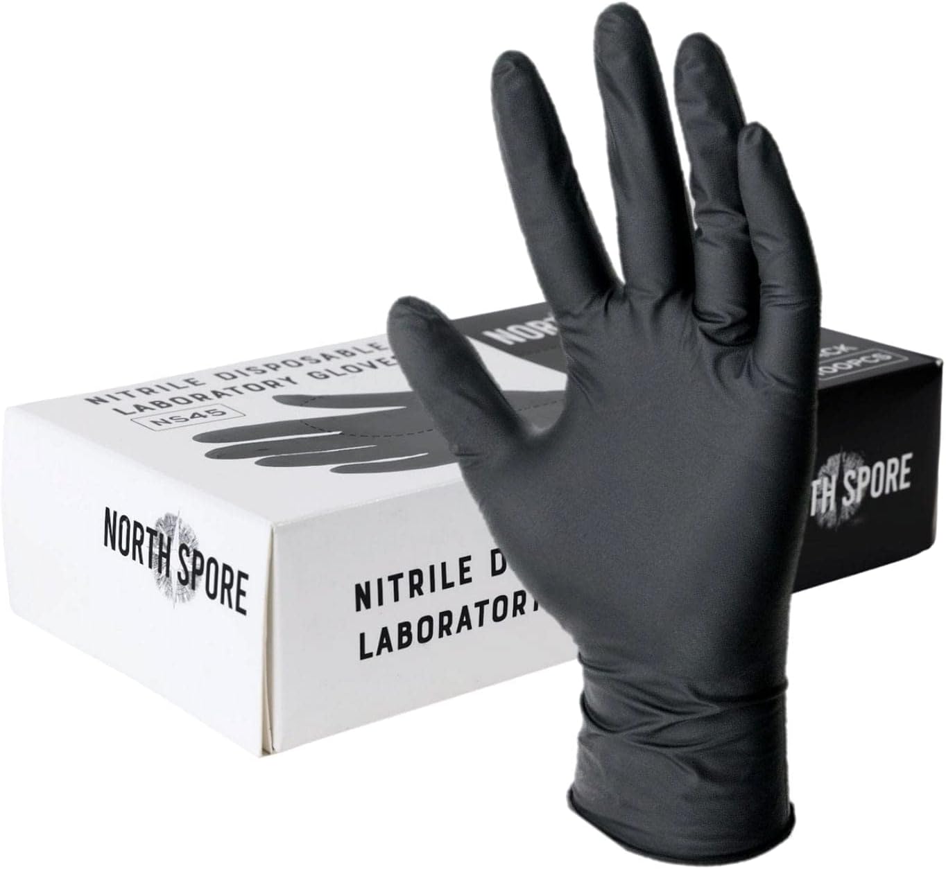 North Spore 100 Ct Black Nitrile Lab Gloves