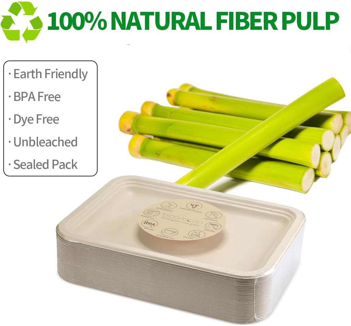 Bloomoon 50 Pack 14 Inch Food Trays Heavy Duty Disposable Plates