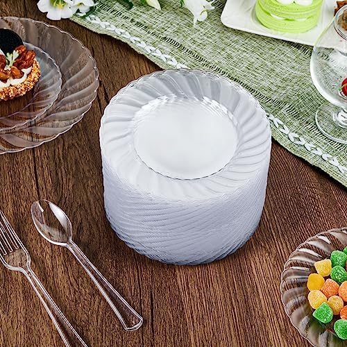 FOCUSLINE 100 Count 6 Inch Clear Plastic Plates for Events