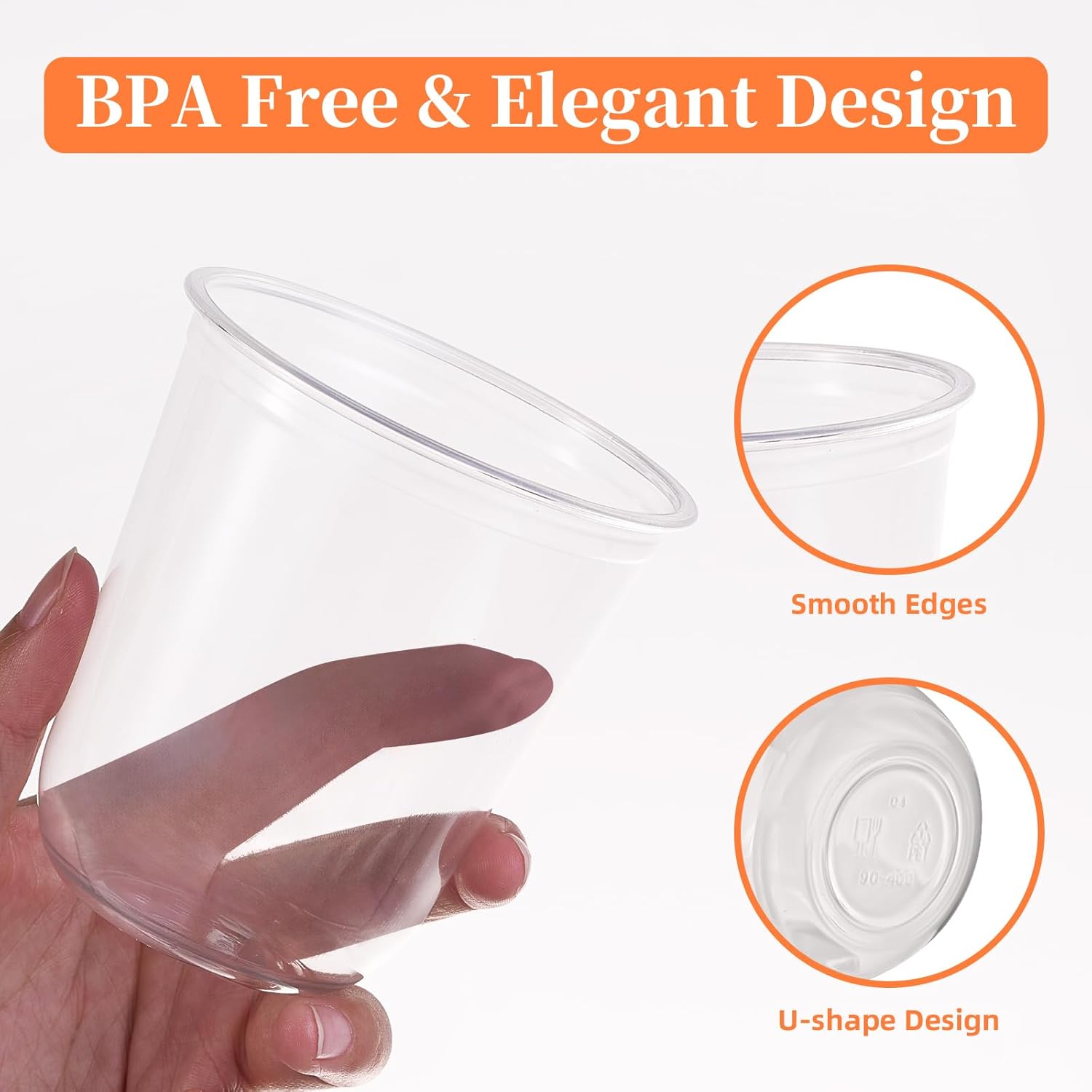 WELLIFE 12 oz Clear Plastic Cups 50 Pack for Parties