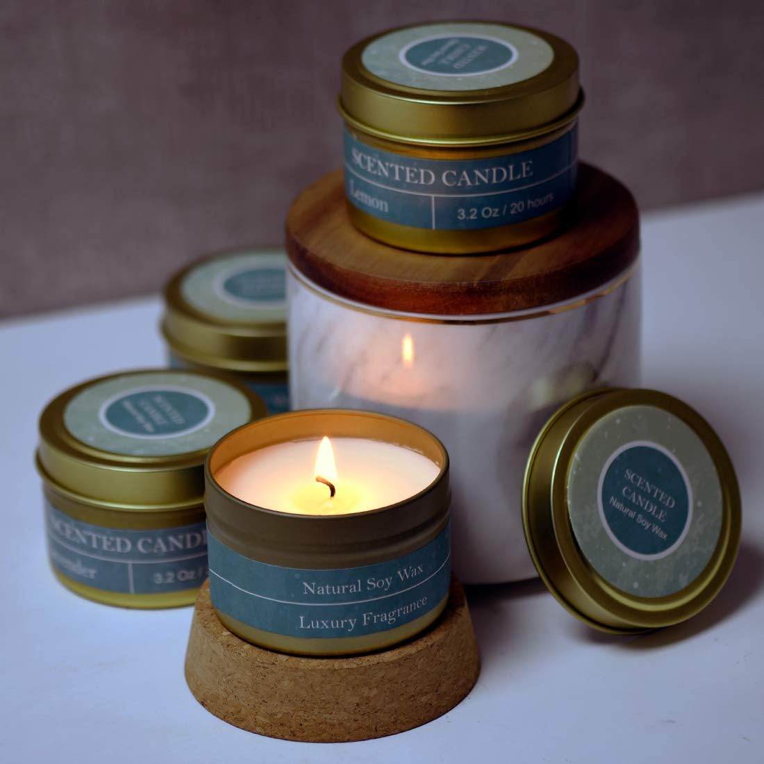 DEYBBY Natural Soy Wax Candles 4 Pack Gift Set