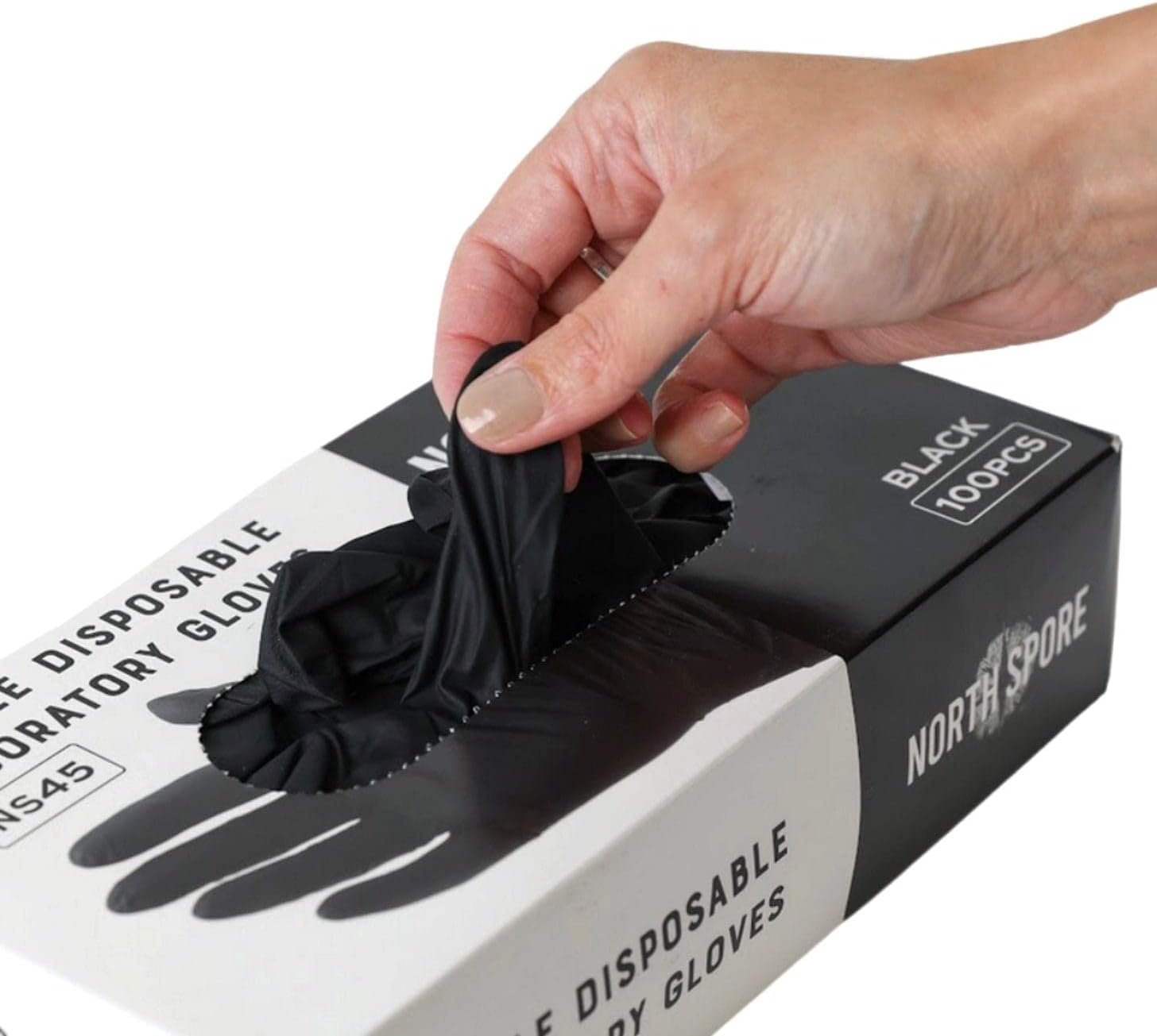 North Spore 100 Ct Black Nitrile Lab Gloves