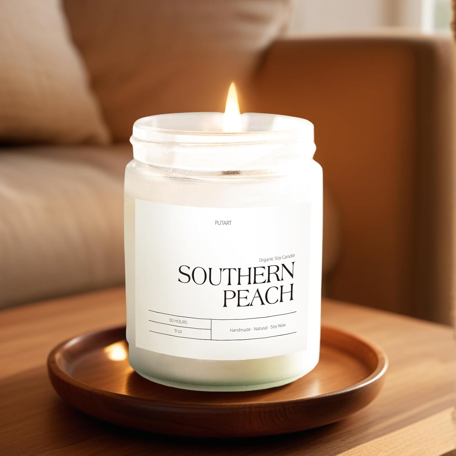 Peach Scented Soy Wax Candles for Home Stress Relief
